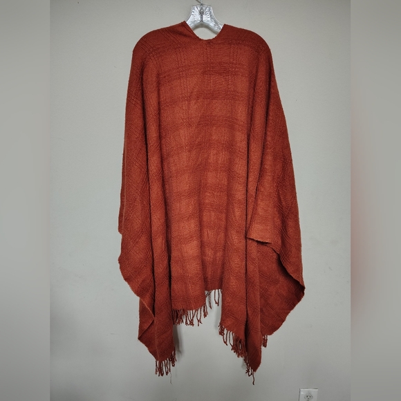 Accessory Street Rust Orange Women's Poncho OSFM - Picture 8 of 8